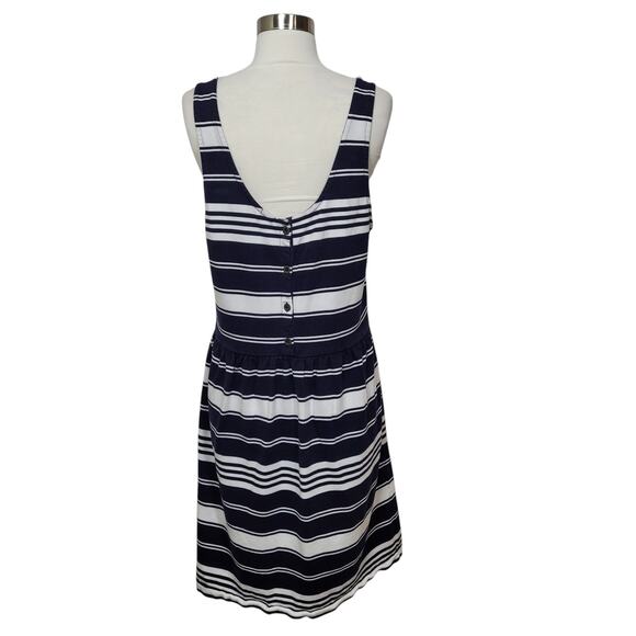 J.crew Women's Dress White with Navy Striped Scop Neck Sleeveless Dress Size XL - Picture 3 of 10